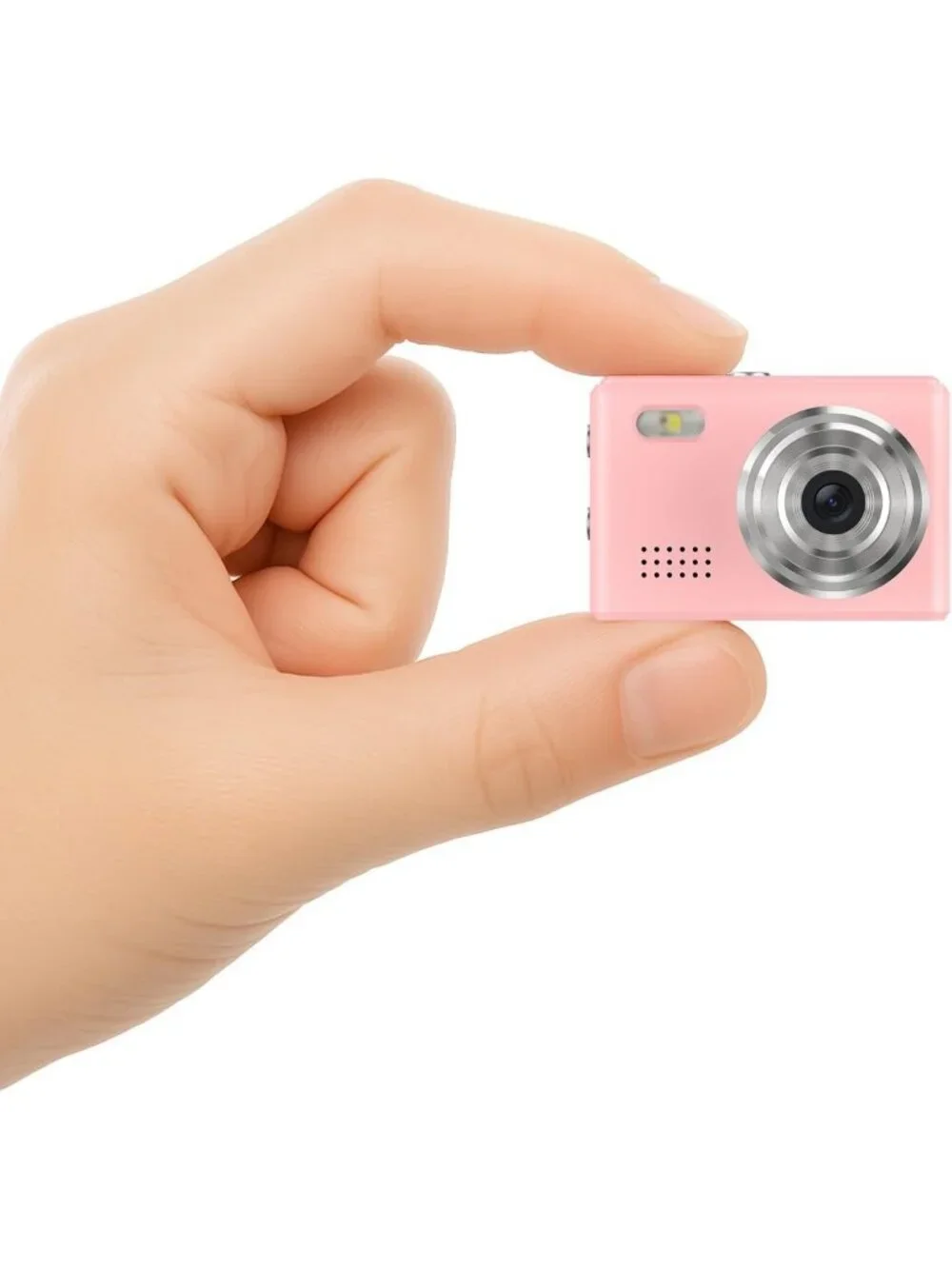 Compact Mini Digital Camera, Portable Keychain Design, 64GB Memory Card, Pink